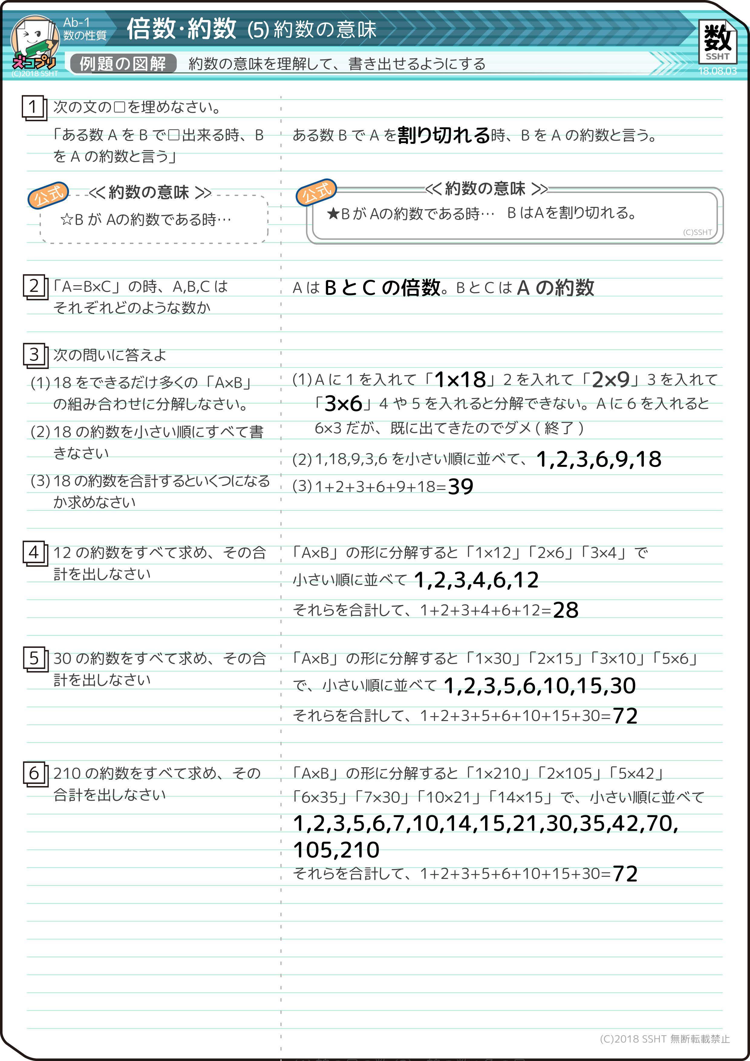 小学5年生 約数 公約数の意味と求め方は 書き出し式 プリントあり そうちゃ式 分かりやすい図解算数 別館