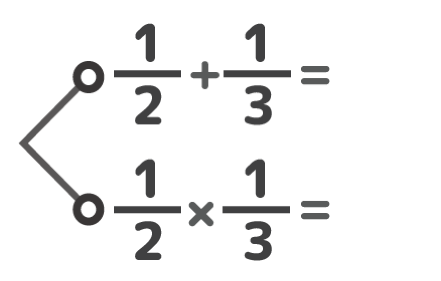 分数の足し算とかけ算の違いの例題